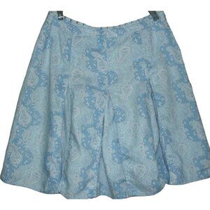 Tommy Hilfiger Skirt Womens Size 10 Blue Linen Paisley Print Pleated Preppy y2k